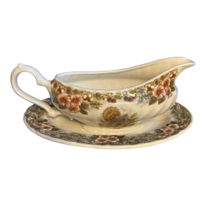 2000s Churchill Thanksgiving Gravy Boat& Under Plate