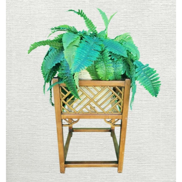 One of a Kind Vintage Chinese Chippendale Thomasville Regency Large Planters Plant Stands- a Pair For Sale - Image 10 of 10