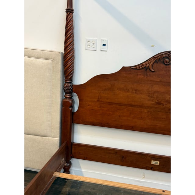 Wood Eastern King Size Ethan Allen British Classics Montego Canopy Bed Frame For Sale - Image 7 of 12