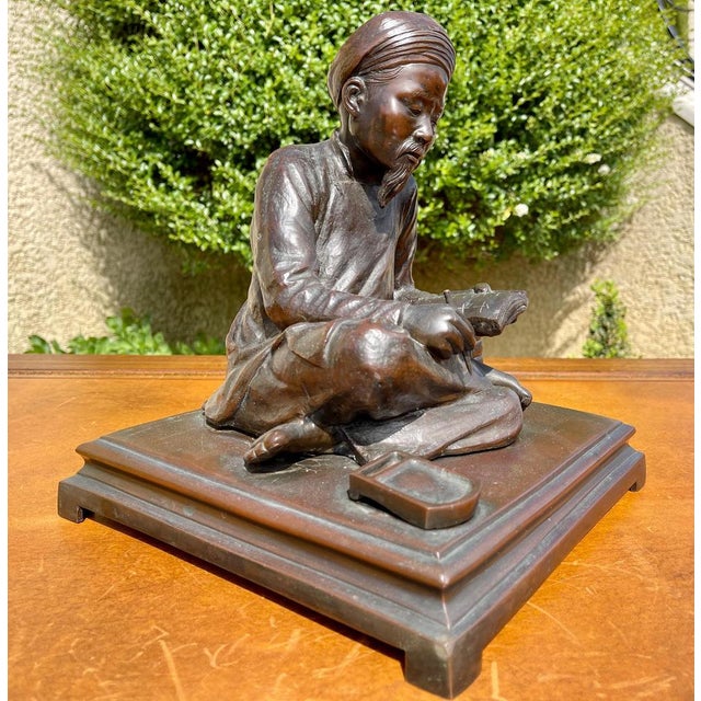 Meiji Bronze Literate Writing, 19th Century For Sale - Image 5 of 18