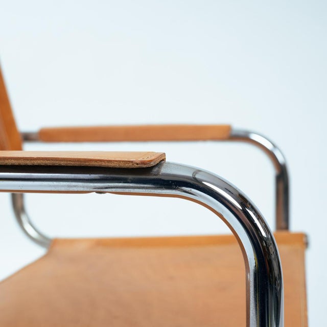 Mid-Century Modern Metal Cantilever in Cognac Brown Leather, 1970s, Set of 4 For Sale - Image 10 of 18