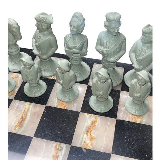 Figurative Fürstenberg Porcelain Chess Set on Marble Board, c.1947. For Sale - Image 3 of 10