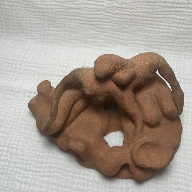 Sculpture Materials Vintage Mid-Century Raw Terracotta Figural Maquette – Hand-Modeled Organic Modern Couple Sculpture For Sale - Image 7 of 12