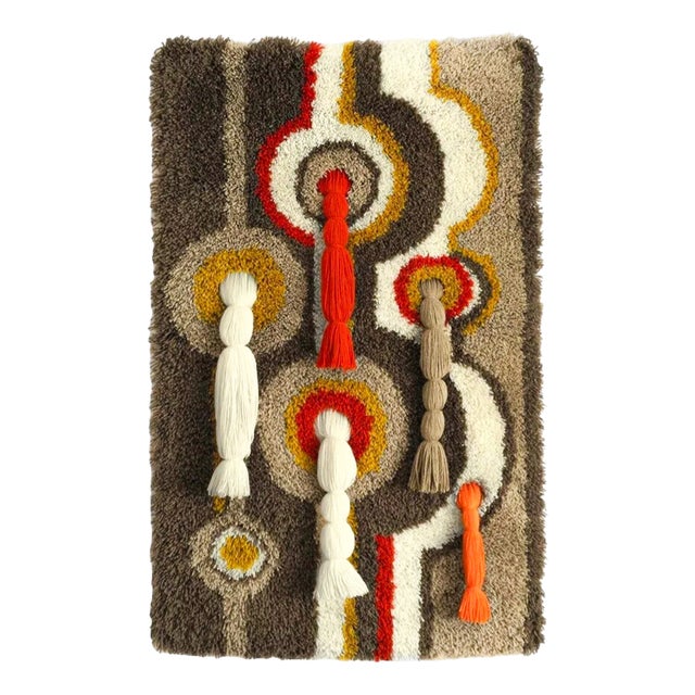 Vintage German Wool Wall Tapestry, 1970s For Sale