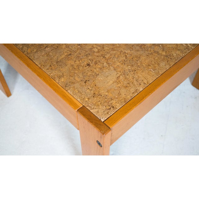 1970s Danish Modern Oak and Cork Coffee Table For Sale In Boston - Image 6 of 13