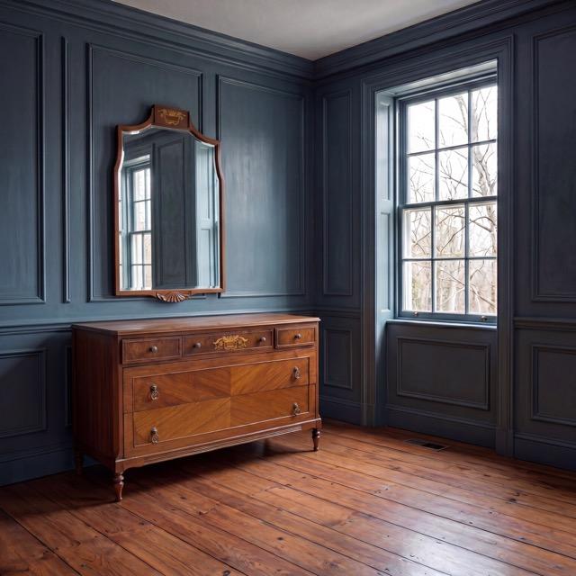 Late 19th-century American lowboy chest in the Federal / Sheraton tradition. The piece features refined neoclassical...