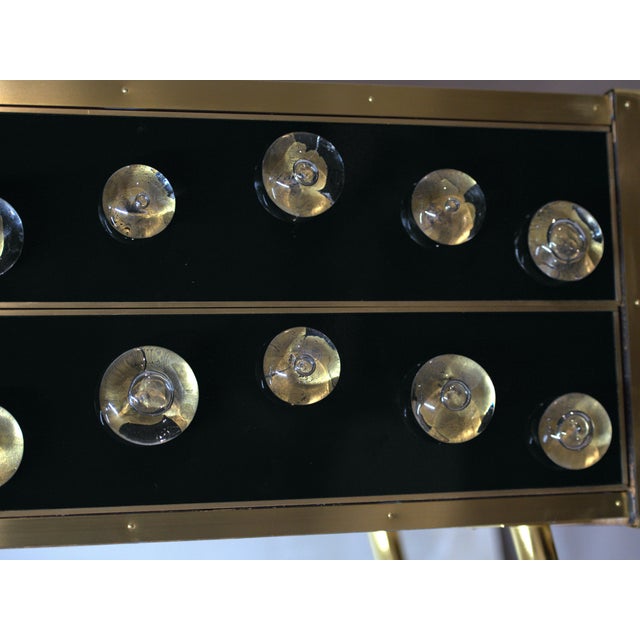 Black Glass Sideboard With & Brass Trim & Legs Availabl Justfurnituress Desig For Sale - Image 4 of 4