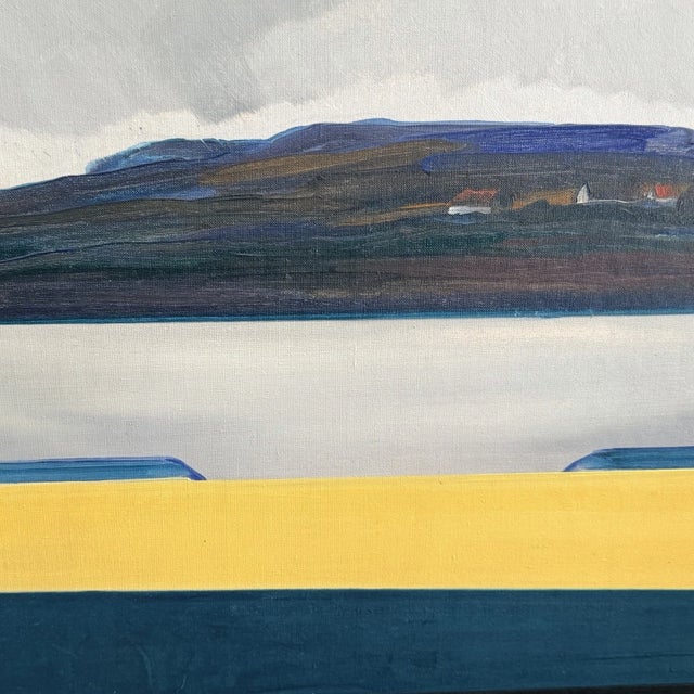 Abstract Danish Mid Century Abstract Coastal Landscape Oil Painting by Knud Horup, Circa 1950s For Sale - Image 3 of 11