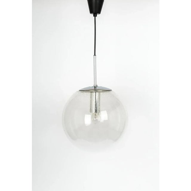 Large Chrome with Clear Glass Ball Pendant from Limburg, Germany, 1970s For Sale - Image 6 of 7
