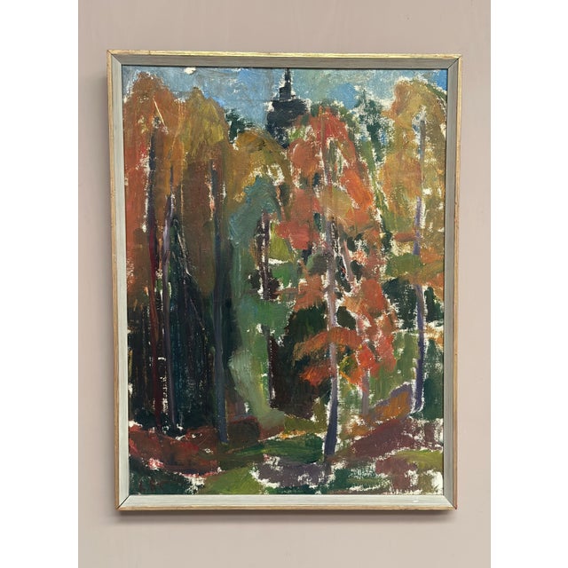 L. S‑c, Forest in Autumn, 1950s, Oil on Canvas, Framed For Sale - Image 8 of 13