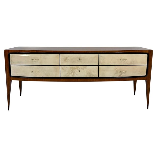 Italian Art Deco Dresser in Walnut and Parchment by Paolo Buffa, 1950s For Sale - Image 12 of 12