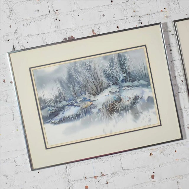 Vintage Watercolor Winter Landscape Paintings by Dorothy M. Reece Kordash - a Pair For Sale - Image 10 of 13