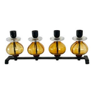 1960s Iron and Glass Swedish Candelabra by Eric Hoglund for Boda Glassworks