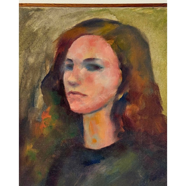 Portraiture Wood Framed Original Painting on Canvas - Portrait of a Girl For Sale - Image 3 of 6