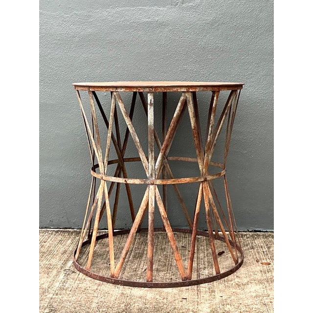 Brown Vintage Patinated Metal Table Pedestal For Sale - Image 8 of 12