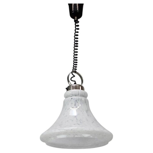 Mid-Century Czechoslovak Glass Pendant Lamp with Marbled Shade, 1970s For Sale - Image 13 of 13