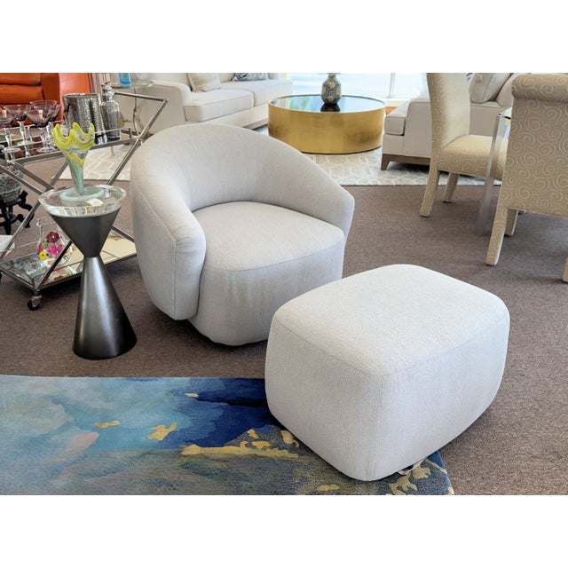 Contemporary Vanguard Gabriella Swivel Chair & Anderson Ottoman Set For Sale - Image 3 of 13