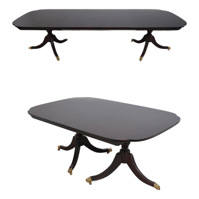 Stickley Flame Mahogany Double Pedestal Dining Table For Sale
