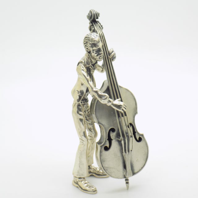 Vintage Italian Genuine Silver Cellist Large Figurine from Arezzo Toscane, 1970s For Sale - Image 3 of 18