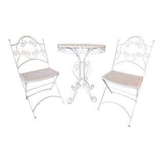 Vintage Mid-Century Wrought Iron Bistro Set, 3 Pieces For Sale