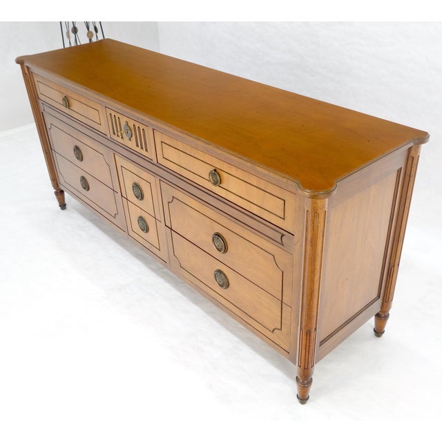 Baker Furniture Company Baker Fruitwood 72" Long 9 Drawers Dresser Credenza Cabinet MINT! For Sale - Image 4 of 18