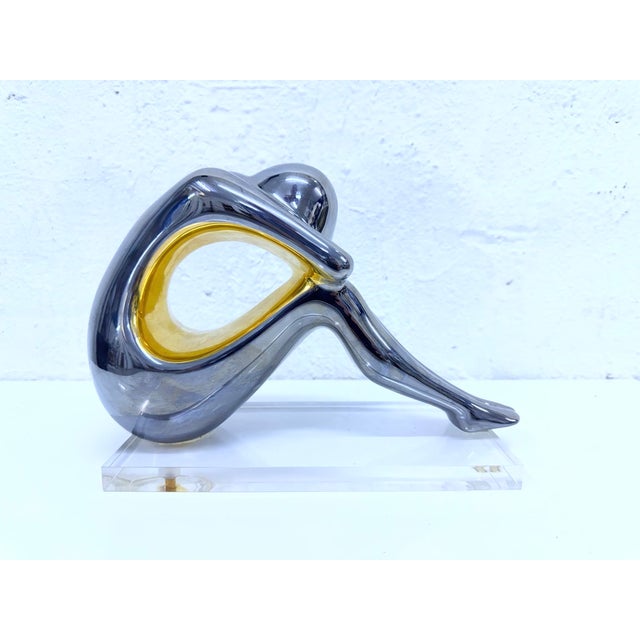Gold Large Mid-Century Porcelain Sculpture Model 7793 from Galos, 2000s For Sale - Image 8 of 8