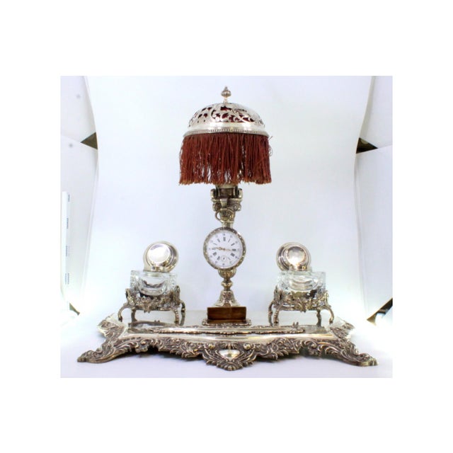 Silver Inkwell with Two Tanks For Sale - Image 6 of 10