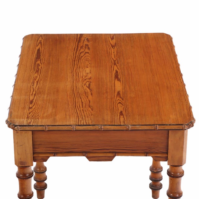 Wood A French Faux Bamboo Pine and Maple Side Table, C. 1880. For Sale - Image 7 of 8