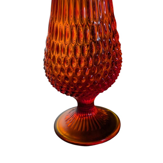 Mid 20th Century Mid 20th Century Fenton MCM Amberina Hobnail Swung Glass Vase 20.5" For Sale - Image 5 of 9
