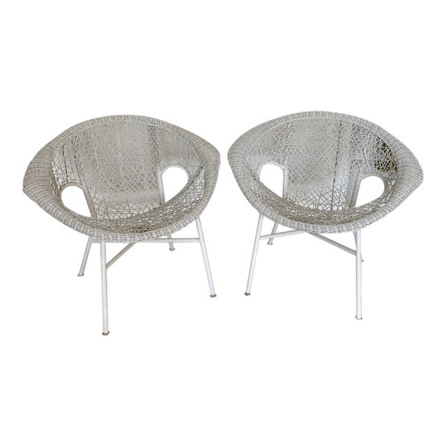 1960s Mid-Century Modern Clamshell Spaghetti Chairs - a Pair For Sale