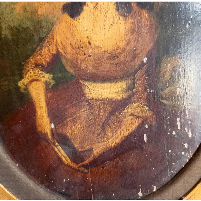 Gold 18th Century English or American Limner Portrait Painting of a Lady For Sale - Image 8 of 16