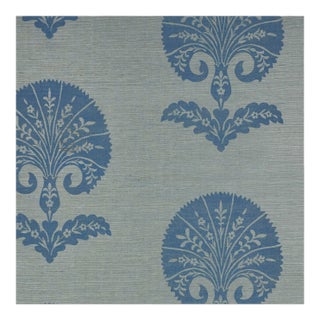 Schumacher Ottoman Flower Sisal Wallpaper in Mineral For Sale