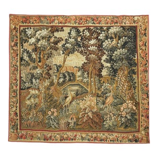 Verdure Aux Herons Silkscreen Tapestry - 147 X 162 Cm (4'10" X 5'4") - Requires Rod Size 4 For Sale