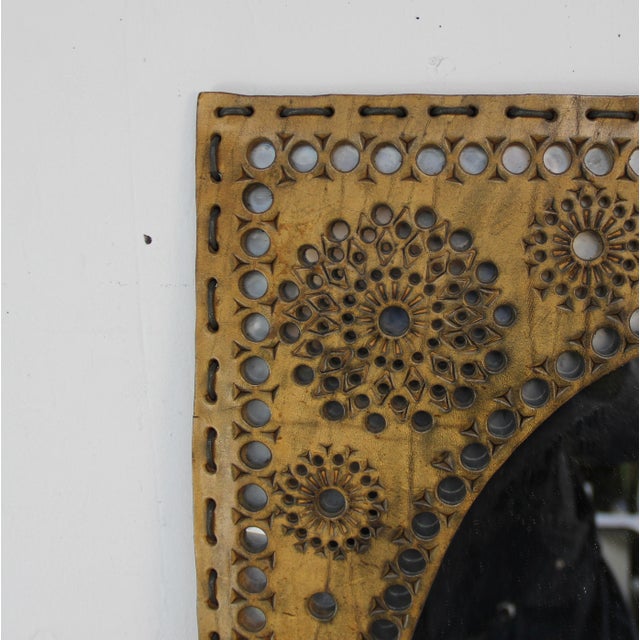 Vintage Leather Mirror, 1960s For Sale - Image 6 of 7