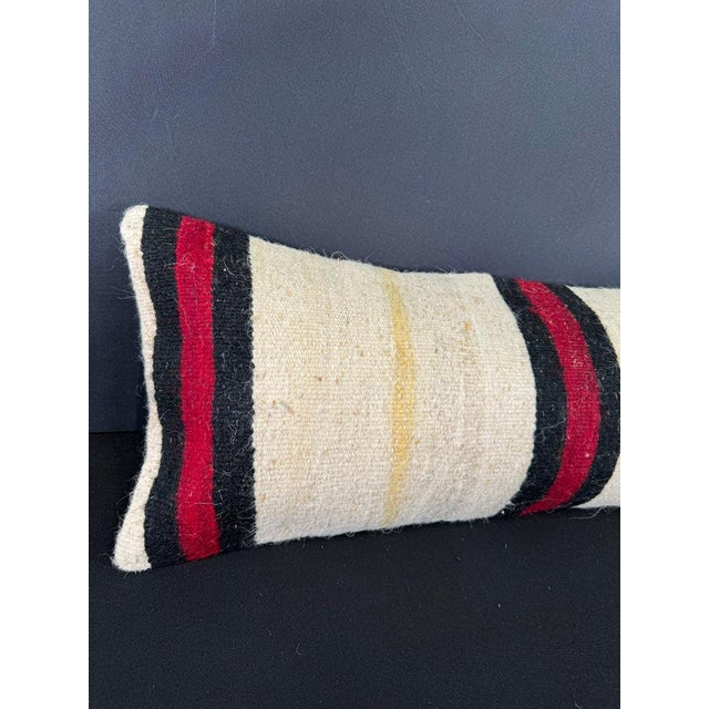 Turkish Hemp Pillow Cushion Natural Beige Black Cushion Cover 12"x46" #30526 Enhance your home decor with our Kilim Pillow...