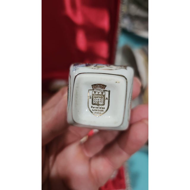 Porcelain and pure gold in the making of this beautiful set. Original box, never used. This piece has an attribution mark,...