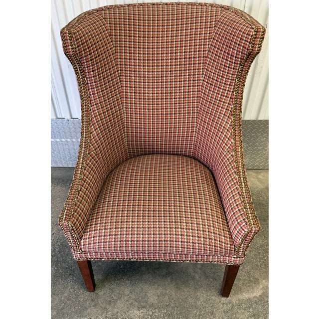 Brown Late 20th Century Houndstooth Upholstered Wingback Chair by Hickory White For Sale - Image 8 of 12