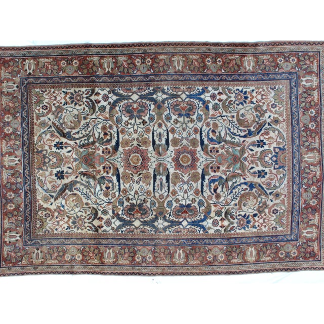 This master piece is a wool pile genuine hand woven antique Persian Sultanabad in excellent condition. Made in the 1900s.