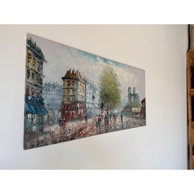 Bring the timeless charm of Paris into your home with this beautiful vintage oil on canvas by listed artist Caroline...