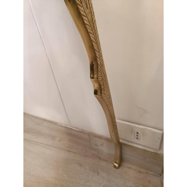 Gold Brass Wall-Mounted Console Table with Pink Glass Top, Italy, 1940s For Sale - Image 8 of 12