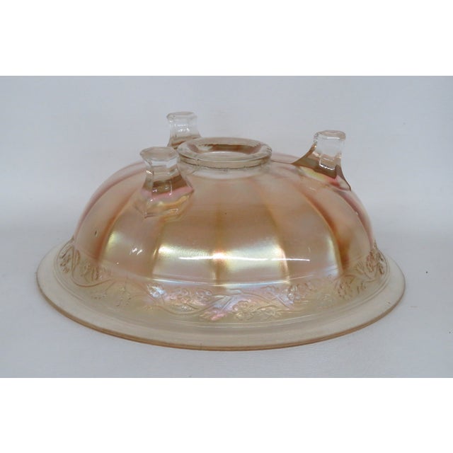 Mid 20th Century Imperial Iridescent Marigold Carnival Glass 3 Foot Floral Border Bowl 4590b For Sale - Image 5 of 14