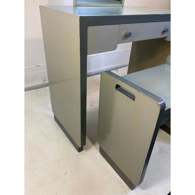 Wood 1930s Jules Bouy Art Deco Vanity & Stool - A Pair For Sale - Image 7 of 10