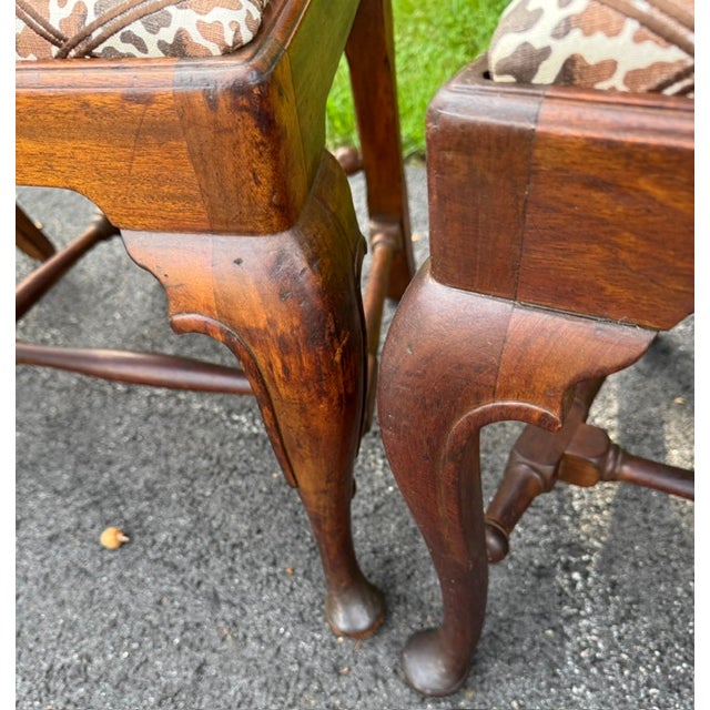 Wood Set of 6 Solid Mahogany Queen Anne Style Dining Chairs Early 20th Century For Sale - Image 7 of 17