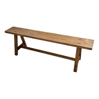 Vintage Pine Farm Bench, 1950s For Sale