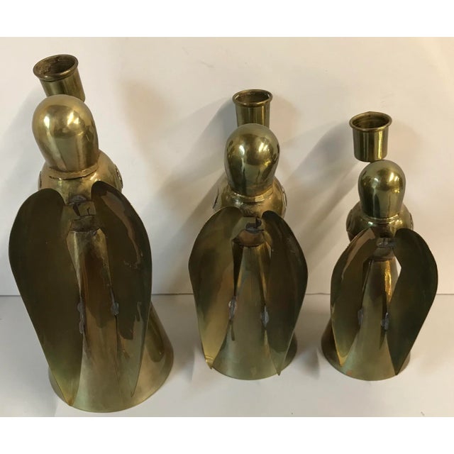 Vintage Brass Angel Candle Holders - Set of 3 For Sale - Image 4 of 7