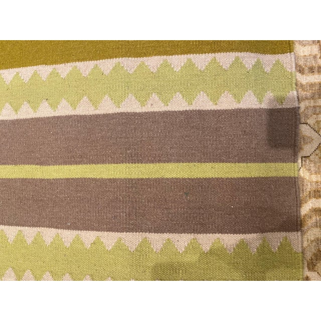 Early 21st Century Modern Striped Sundance Green Handmade Wool Rug by Doris Leslie Blau For Sale - Image 5 of 6