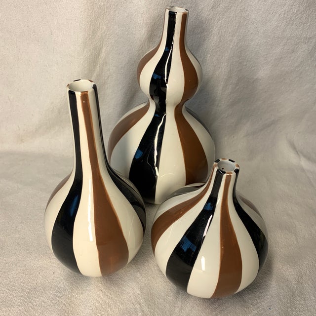 Mid-Century Modern Vintage Jonathan Adler Stripes Vases - Set of 3 For Sale - Image 3 of 7