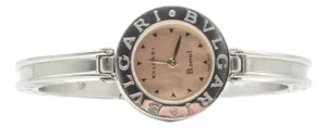 1990s Bvlgari Bulgari B.zero1 Stainless Steel Bangle Watch With Mother-of-Pearl Dial