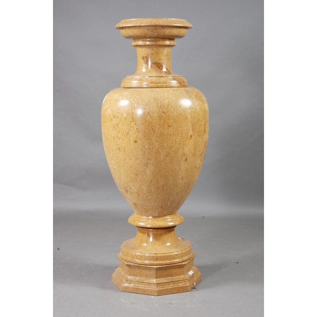 Yellow 20th Century Classicist Style Marble Crater Vase For Sale - Image 8 of 14