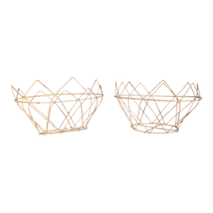 American Wire Work White Painted Open Baskets - A Pair